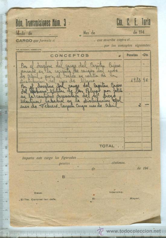 Militaria: DOCUMENTO  DEL BATALLON DE TRASMISIONES N&ordm; 3 - Foto 1