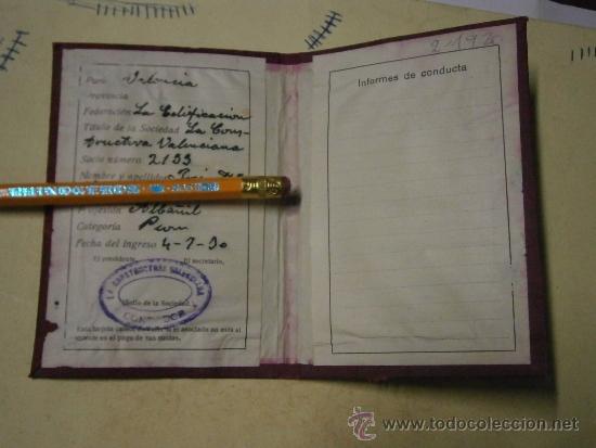 Militaria: Carnet de la UGT, de la construcci&oacute;n, 1928 - Foto 1