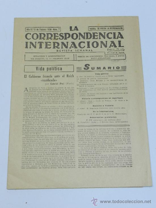 Militaria: GUERRA CIVIL, LA CORRESPONDENCIA INTERNACIONAL, 19 DE FEBRERO DE 1938, NUM. 7, EL GOBIERNO FRANCES A