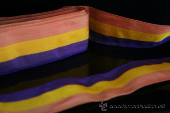 Military Antiques: ROLLO DE CINTA ORIGINAL DE TELA CON LOS COLORES BANDERA REPUBLICA. A&Ntilde;OS 30