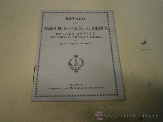 Military Antiques: Estado del cuerpo de ingenieros del ej&eacute;rcito. Escala Activa (situaciones de actividad y reserva)