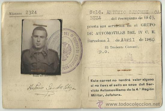 Militaria: CARNET MILITAR 1950 - Foto 1