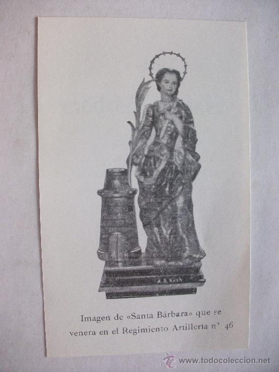 Militaria: ARTILLERIA , REGIMIENTO N&ordm; 46 : ESTAMPA DE SANTA BARBARA. CON HIMNO.