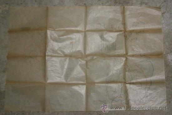 Militaria: Plano de sectores de tiro, papel fino. 63x45cm aproximadamente.