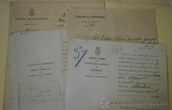 Militaria: Lote de 4 documentos de los Cuerpos de Seguridad, a&ntilde;os 10-20