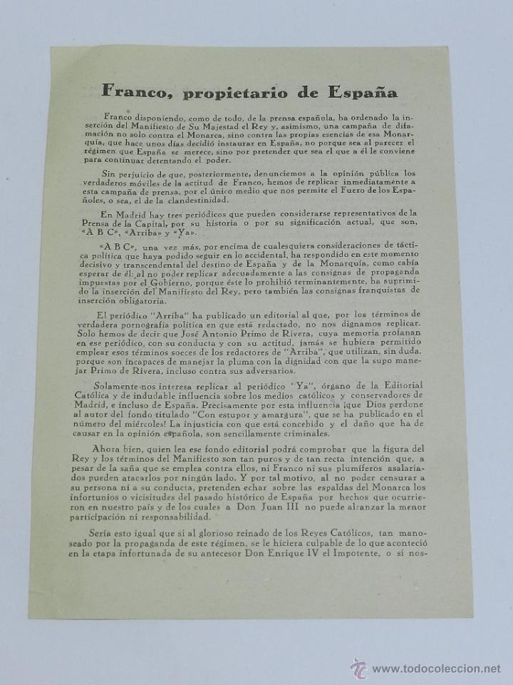 Militaria: PROPAGANDA CARLISTA, TRADICIONALISMO -  FRANCO, PROPIETARIO ESPA&Ntilde;A - MADRID 9 DE ABRIL DE 1947 - MID