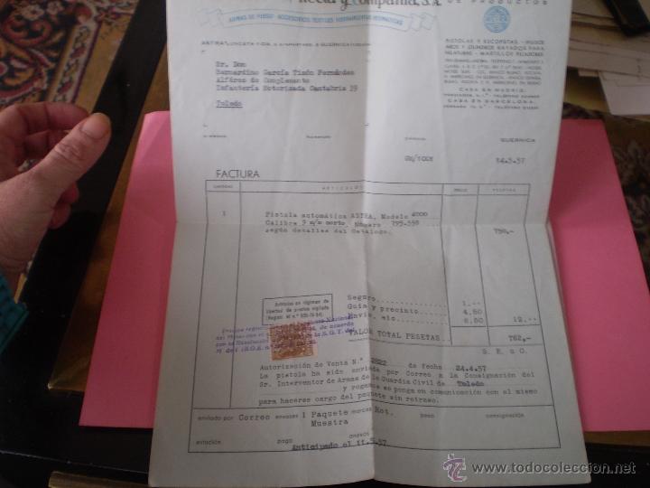 Military Antiques: FACTURA DE UNA PISTOLA 1957 CON SELLO