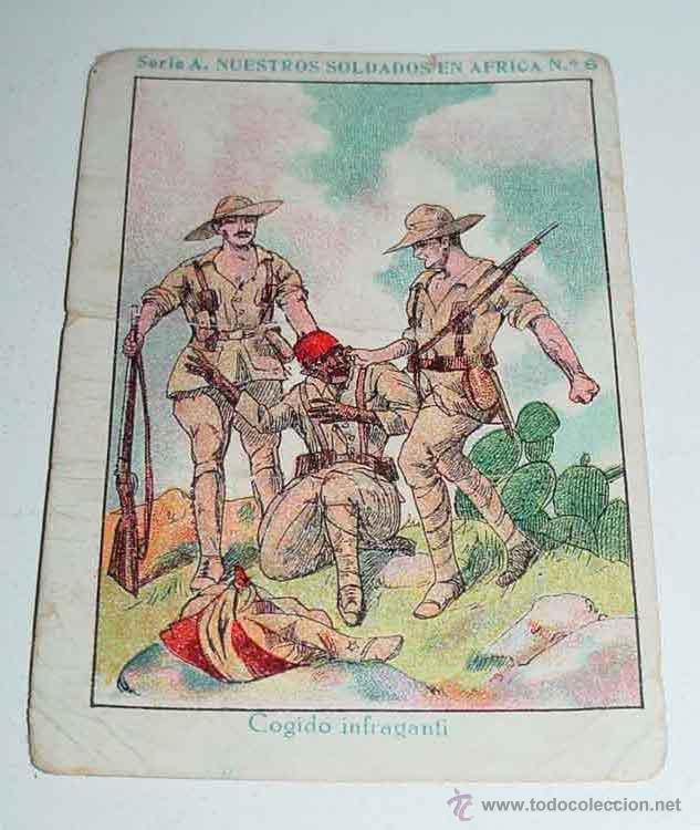 Militaria: ANTIGUO CROMO DE LA GUERRA DEL RIF - CON PUBLICIDAD - MIDE 10 X 6,5 CMS.