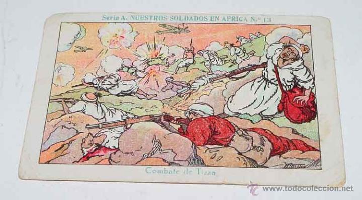 Militaria: ANTIGUO CROMO DE LA GUERRA DEL RIF - CON PUBLICIDAD - MIDE 10 X 6,5 CMS.