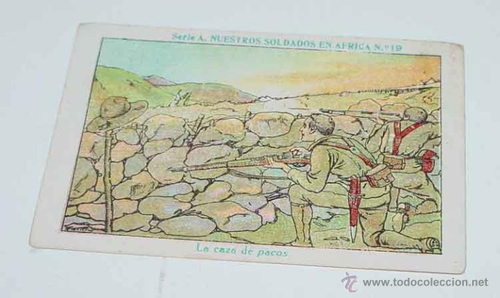 Militaria: ANTIGUO CROMO DE LA GUERRA DEL RIF - CON PUBLICIDAD - MIDE 10 X 6,5 CMS.