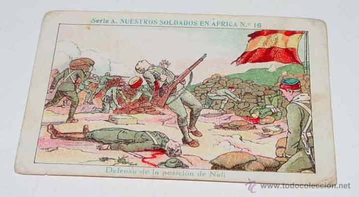Militaria: ANTIGUO CROMO DE LA GUERRA DEL RIF - CON PUBLICIDAD - MIDE 10 X 6,5 CMS.