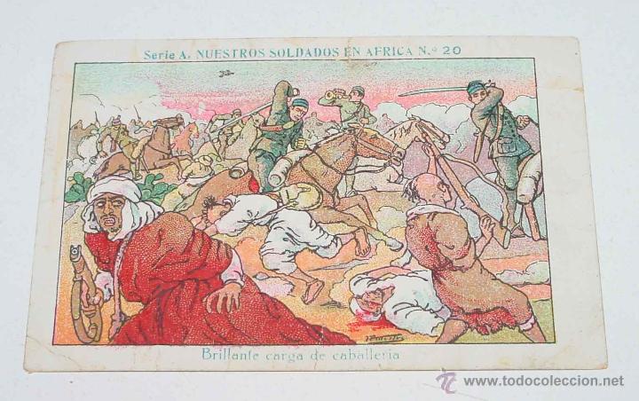 Militaria: ANTIGUO CROMO DE LA GUERRA DEL RIF - CON PUBLICIDAD - MIDE 10 X 6,5 CMS.