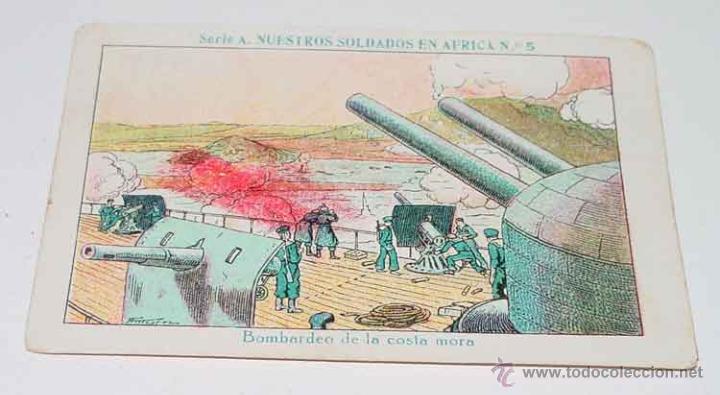 Militaria: ANTIGUO CROMO DE LA GUERRA DEL RIF - CON PUBLICIDAD - MIDE 10 X 6,5 CMS.