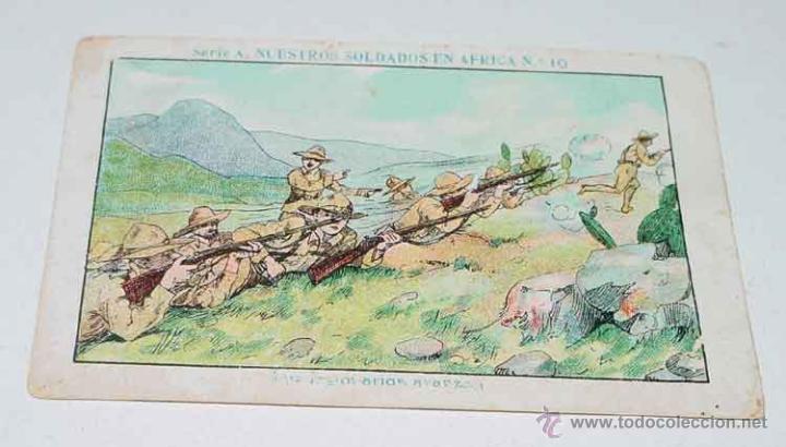 Militaria: ANTIGUO CROMO DE LA GUERRA DEL RIF - CON PUBLICIDAD - MIDE 10 X 6,5 CMS.