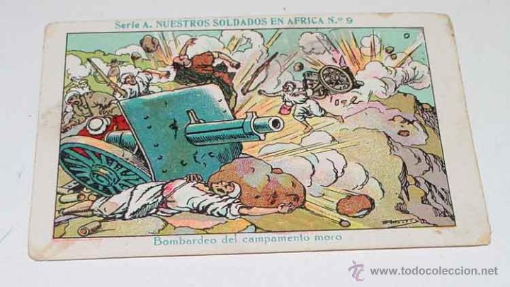 Militaria: ANTIGUO CROMO DE LA GUERRA DEL RIF - CON PUBLICIDAD - MIDE 10 X 6,5 CMS.