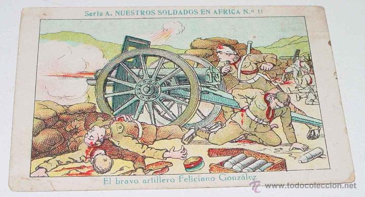 Militaria: ANTIGUO CROMO DE LA GUERRA DEL RIF - CON PUBLICIDAD - MIDE 10 X 6,5 CMS.