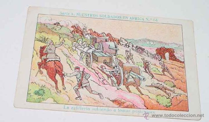 Militaria: ANTIGUO CROMO DE LA GUERRA DEL RIF - CON PUBLICIDAD - MIDE 10 X 6,5 CMS.