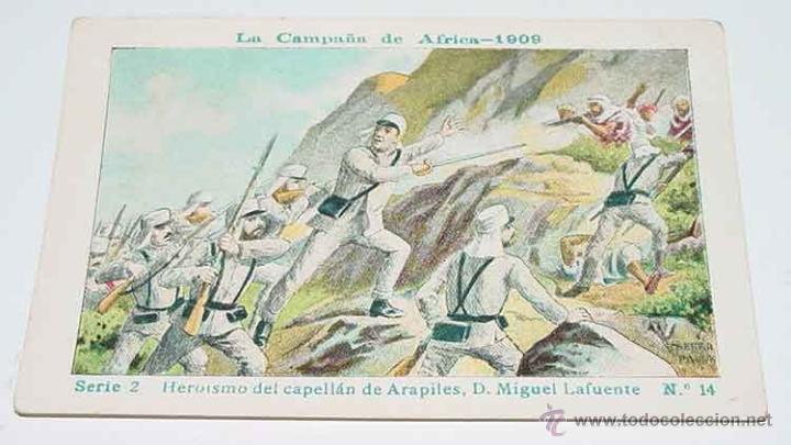 Militaria: ANTIGUO CROMO LA CAMPA&Ntilde;A DE AFRICA 1909 - GUERRA DEL RIF - SERIE 2. N&ordm; 14 - REVERSO CON PUBLICIDAD D