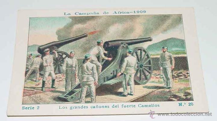 Militaria: ANTIGUO CROMO LA CAMPA&Ntilde;A DE AFRICA 1909 - GUERRA DEL RIF - SERIE 2. N&ordm; 20 - REVERSO CON PUBLICIDAD D
