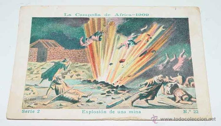 Militaria: ANTIGUO CROMO LA CAMPA&Ntilde;A DE AFRICA 1909 - GUERRA DEL RIF - SERIE 2. N&ordm; 22 - REVERSO CON PUBLICIDAD D