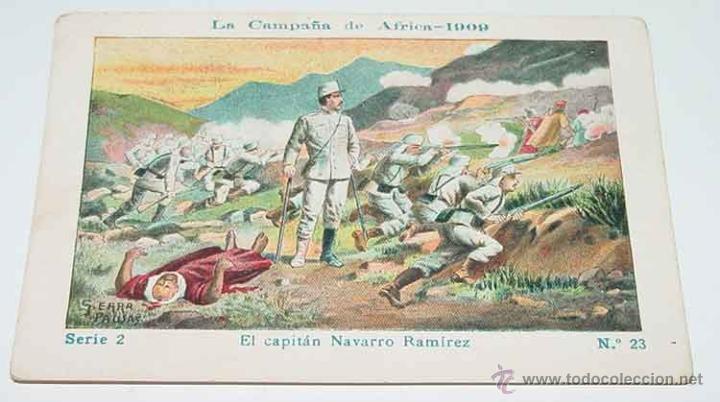 Militaria: ANTIGUO CROMO LA CAMPA&Ntilde;A DE AFRICA 1909 - GUERRA DEL RIF - SERIE 2. N&ordm; 23 - REVERSO CON PUBLICIDAD D