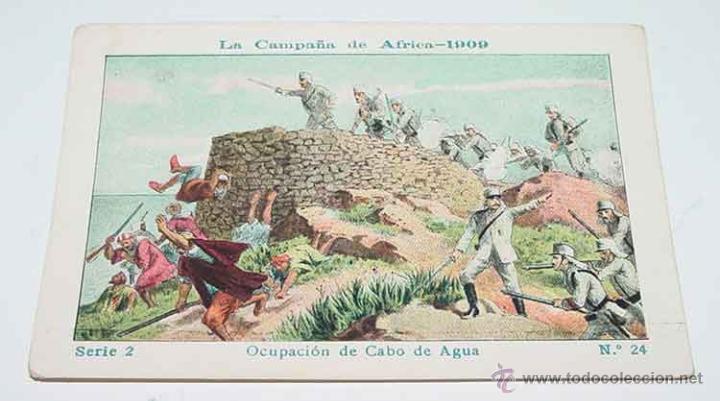 Militaria: ANTIGUO CROMO LA CAMPA&Ntilde;A DE AFRICA 1909 - GUERRA DEL RIF - SERIE 2. N&ordm; 24 - REVERSO CON PUBLICIDAD D