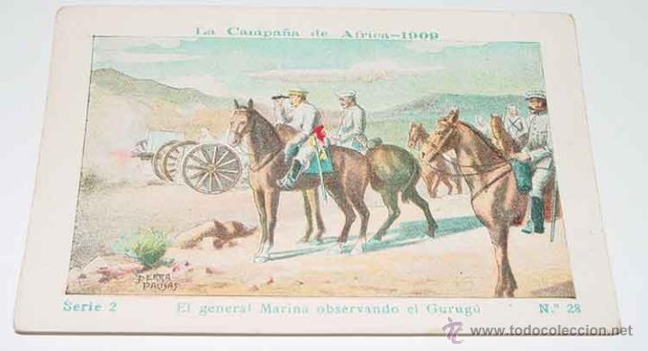Militaria: ANTIGUO CROMO LA CAMPA&Ntilde;A DE AFRICA 1909 - GUERRA DEL RIF - SERIE 2. N&ordm; 28 - REVERSO CON PUBLICIDAD D