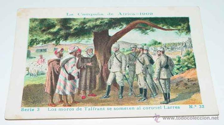 Militaria: ANTIGUO CROMO LA CAMPA&Ntilde;A DE AFRICA 1909 - GUERRA DEL RIF - SERIE 3. N&ordm; 32 - REVERSO CON PUBLICIDAD D