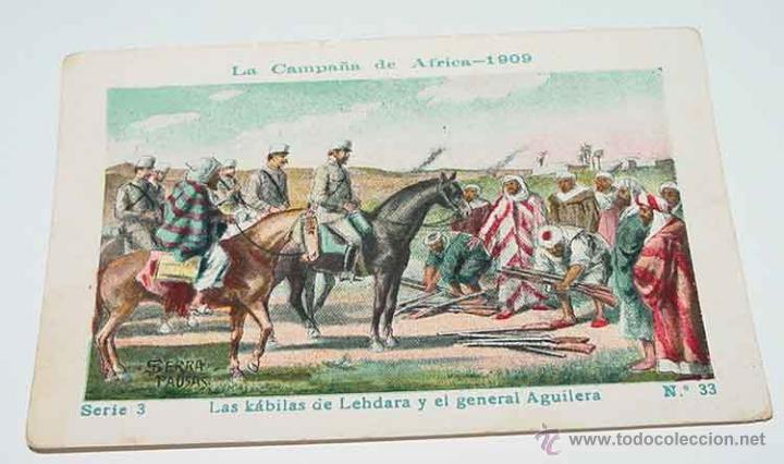 Militaria: ANTIGUO CROMO LA CAMPA&Ntilde;A DE AFRICA 1909 - GUERRA DEL RIF - SERIE 3. N&ordm; 33 - REVERSO CON PUBLICIDAD D