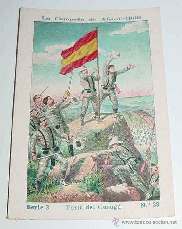 Militaria: ANTIGUO CROMO LA CAMPA&Ntilde;A DE AFRICA 1909 - GUERRA DEL RIF - SERIE 3. N&ordm; 38 - REVERSO CON PUBLICIDAD D