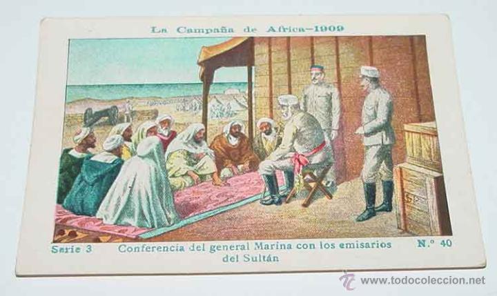 Militaria: ANTIGUO CROMO LA CAMPA&Ntilde;A DE AFRICA 1909 - GUERRA DEL RIF - SERIE 3. N&ordm; 40 - REVERSO CON PUBLICIDAD D