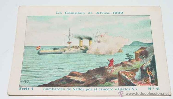 Militaria: ANTIGUO CROMO LA CAMPA&Ntilde;A DE AFRICA 1909 - GUERRA DEL RIF - SERIE 4. N&ordm; 41 - REVERSO CON PUBLICIDAD D