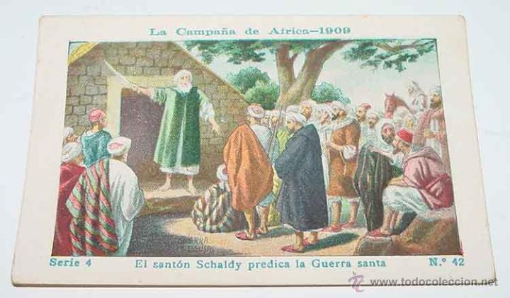 Militaria: ANTIGUO CROMO LA CAMPA&Ntilde;A DE AFRICA 1909 - GUERRA DEL RIF - SERIE 4. N&ordm; 42 - REVERSO CON PUBLICIDAD D