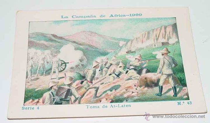 Militaria: ANTIGUO CROMO LA CAMPA&Ntilde;A DE AFRICA 1909 - GUERRA DEL RIF - SERIE 4. N&ordm; 43 - REVERSO CON PUBLICIDAD D