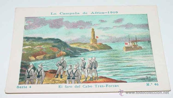Militaria: ANTIGUO CROMO LA CAMPA&Ntilde;A DE AFRICA 1909 - GUERRA DEL RIF - SERIE 4. N&ordm; 46 - REVERSO CON PUBLICIDAD D