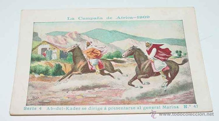 Militaria: ANTIGUO CROMO LA CAMPA&Ntilde;A DE AFRICA 1909 - GUERRA DEL RIF - SERIE 4. N&ordm; 47 - REVERSO CON PUBLICIDAD D