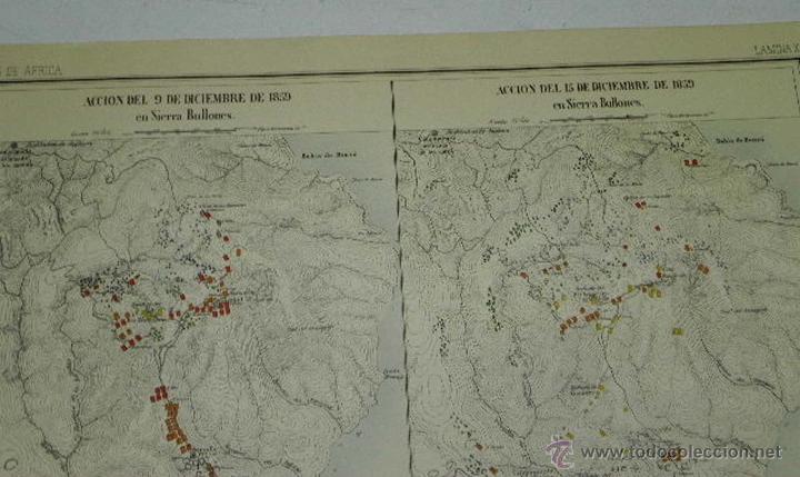 Militaria: ANTIGUA LITOGRAFIA DOBLE DE ATLAS DE AFRICA - LA GUERRA DE VAD-RAS 1860, GUERRA DE MARRUECOS, GUERRA
