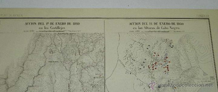 Militaria: ANTIGUA LITOGRAFIA DOBLE DE ATLAS DE AFRICA - LA GUERRA DE VAD-RAS 1860, GUERRA DE MARRUECOS, GUERRA