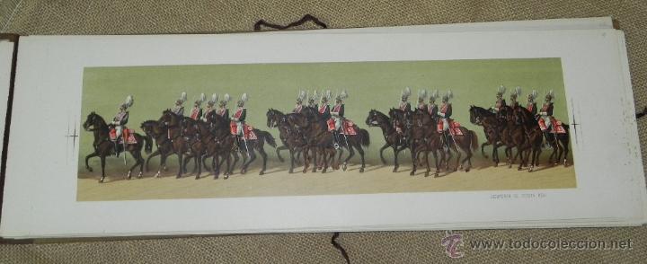 Militaria: Comitiva Regia 1879, lamina 49, escuadron de escolta real, caballeria, Litograf&iacute;a de A. Fortuny y di