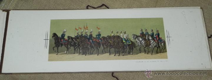 Militaria: Comitiva Regia 1879, lamina 53, ordenanzas de los ayudantes de S.M. El Rey, caballeria, Litograf&iacute;a d
