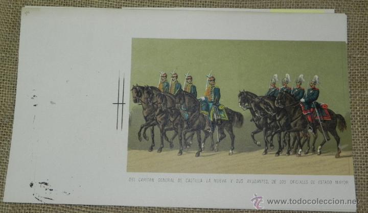 Militaria: Comitiva Regia 1879, lamina 54, Capitan General de castilla la nueva y sus ayudantes de los oficiale