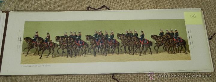Militaria: Comitiva Regia 1879, lamina 55, Escolta del citado Capitan General, caballeria, Litograf&iacute;a de A. For