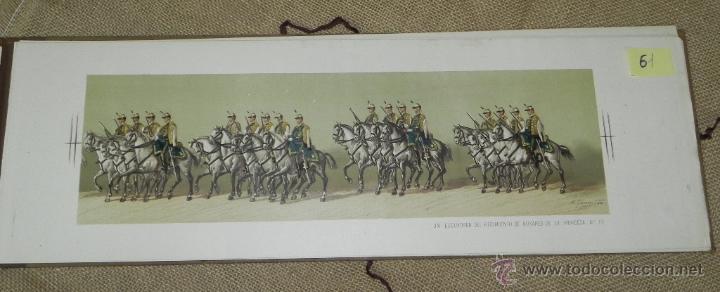 Militaria: Comitiva Regia 1879, lamina 61, husares de la princesa, caballeria, Litograf&iacute;a de A. Fortuny y dibuj