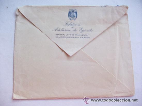 Militaria: SOBRE DE UN GENERAL JEFE DE ARMAMENTO . JEFATURA DE ARTILLERIA .