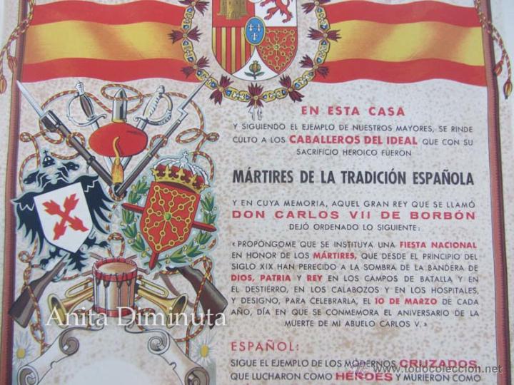 Militaria: ANTIGUO Y PRECIOSO CARTEL DIPLOMA DE LA GUERRA CIVIL CARLISTA - MURO URRIZA 1938 - MARTIRES DE LA TR