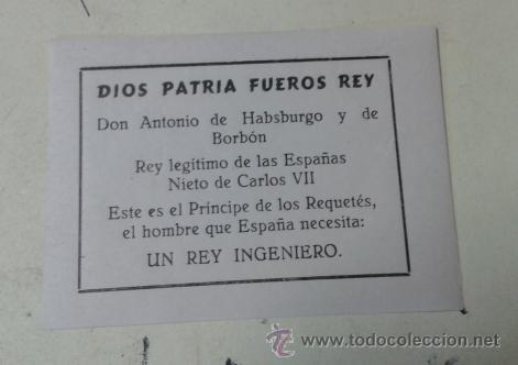 Militaria: Propaganda carlista engomada, 11x7,5cm aprox