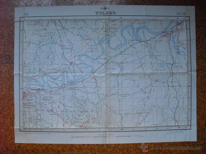Militaria: FEBRERO 1939 GUERRA CIVIL MAPA DE TOLEDO AVIACI&Oacute;N MILITAR CON IMPRESI&Oacute;N DE LAS DEFENSAS REPUBLICANAS