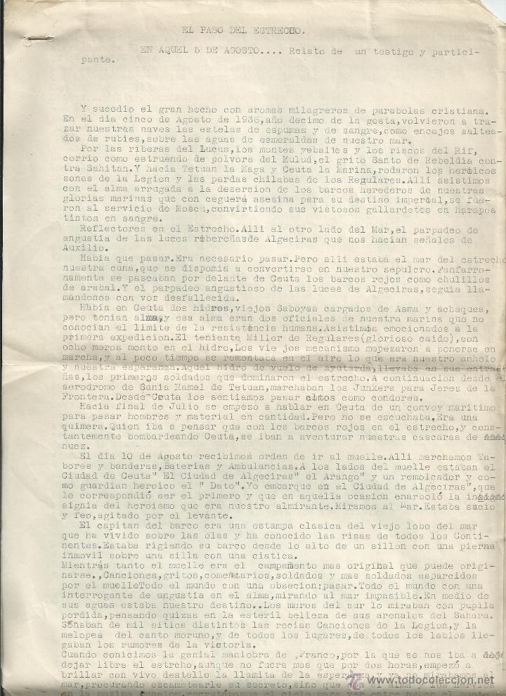 Militaria: GUERRA CIVIL DOCUMENTO ORIGINAL - RELATO DE UN TESTIGO Y PARTICIPANTE