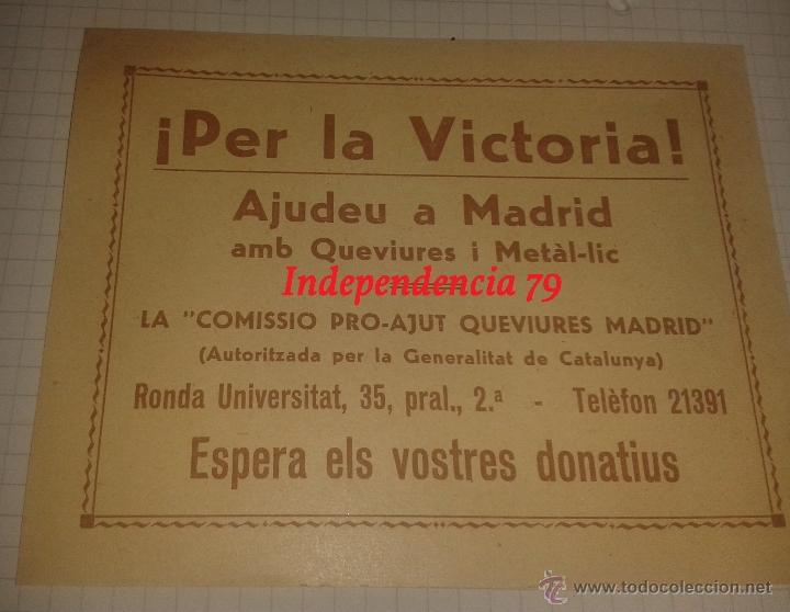 Militaria: Hoja de propaganda, tama&ntilde;o peque&ntilde;o, ajudeu a Madrid