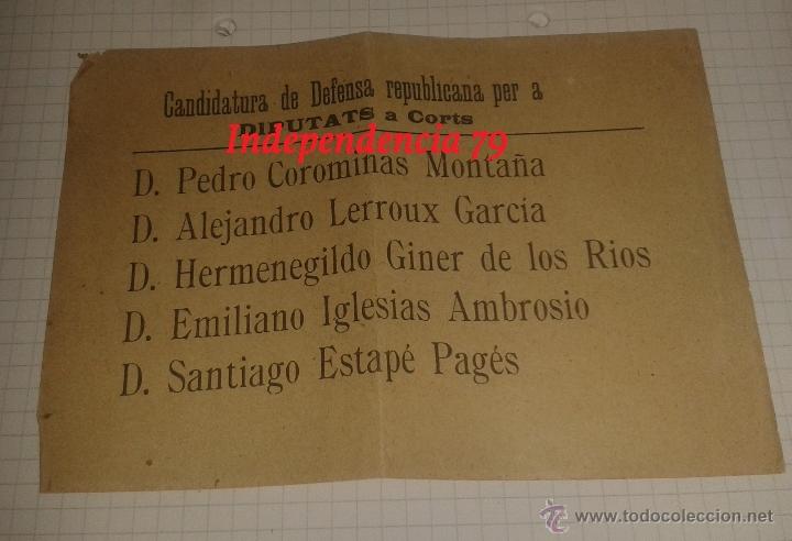 Military Antiques: Papeleta de votaci&oacute;n, candidatura de defensa republicana, rep&uacute;blica